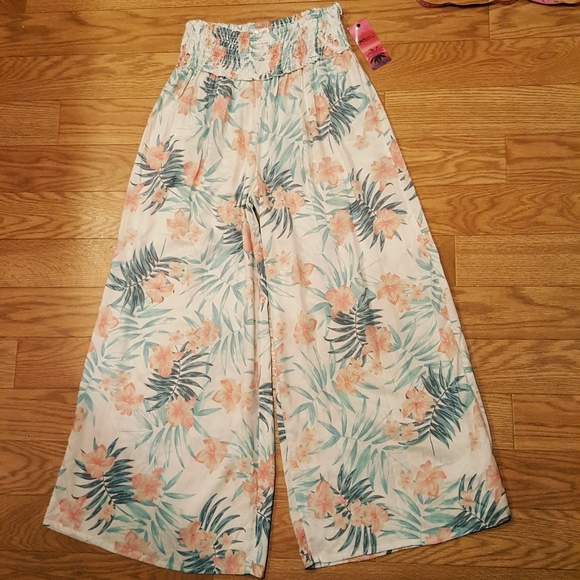 NEW High Waist Wide Leg Tropical Beach Pants - Picture 5 of 8